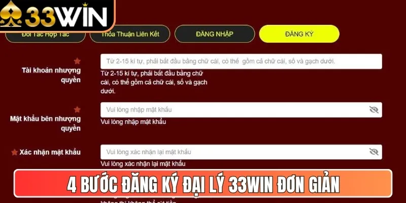 4 bước đăng ký đại lý 33WIN đơn giản